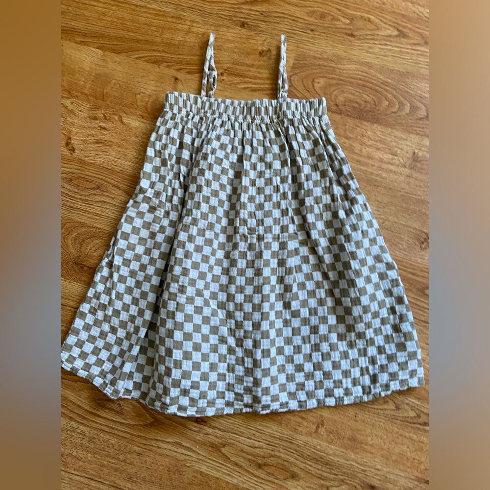 Rylee + Cru Linen Cotton Blend Summer Check Tunic Dress 6-7 Years